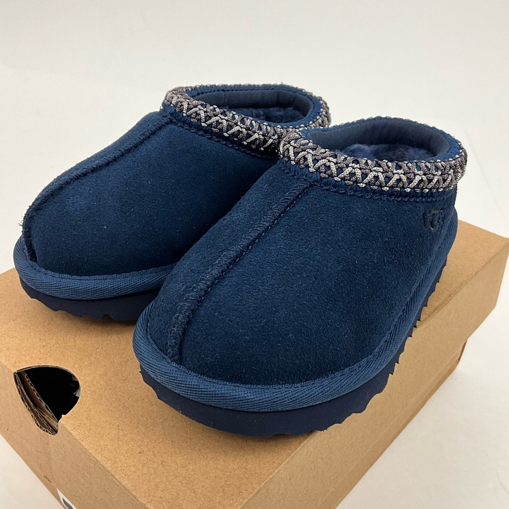 UGG Kids Navy Blue Cozy Slip-On Slippers